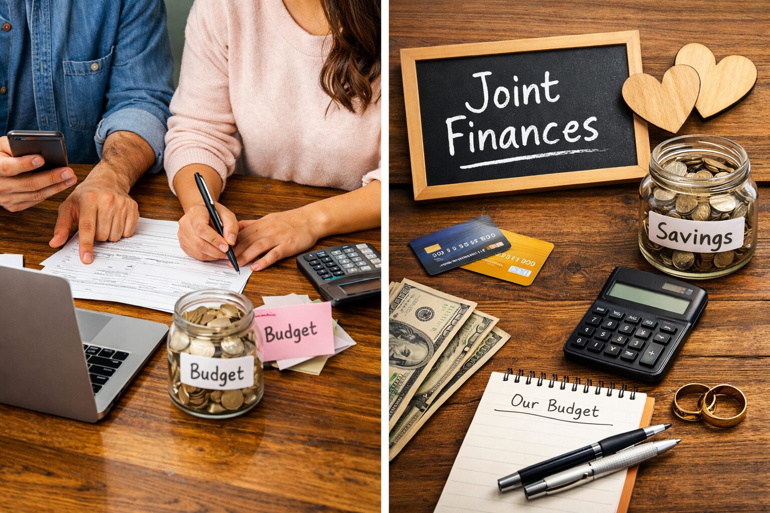 A couple discussing how to blend joint finances